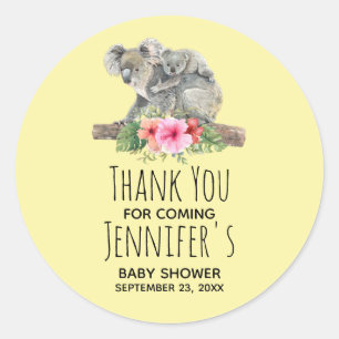 Sticker Rond Maman & Bébé Koala Ours Baby shower d'aquarelle mi