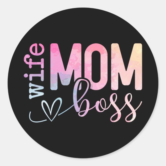 Sticker Rond Maman Boss Funny Mothers Day (Devant)
