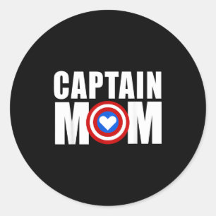 Sticker Rond Maman capitaine super-héroïne drôle fête des mères