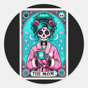 Sticker Rond Maman Carte Tarot Squelette Fête des mères sorcièr