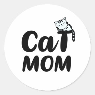 Sticker Rond maman chat
