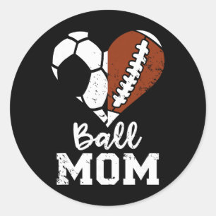 Sticker Rond Maman cœur drôle pied Maman de football