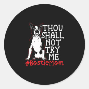 Sticker Rond Maman Cute Boston Terrier Amoureux des chiens