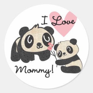 Sticker Rond Maman d'amour des pandas I
