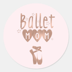 Sticker Rond Maman de ballet Rose Gold Stars & Cœurs Rose