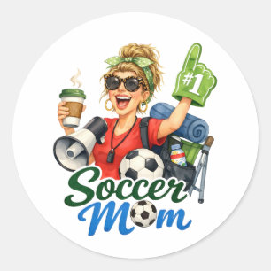 Sticker Rond Maman de footballeur drôle