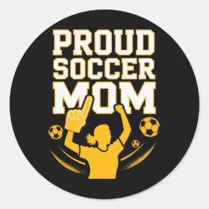 Sticker Rond Maman de footballeur fière Fan joyeux Soutien pour