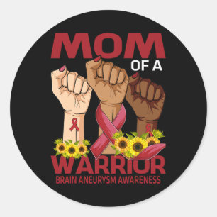 Sticker Rond Maman de guerrier de la sensibilisation à l'anévri