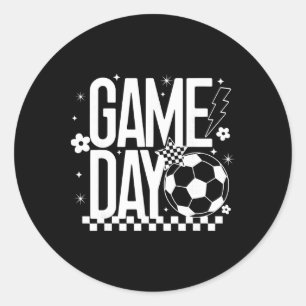 Sticker Rond Maman de la saison de football de jour de jeu Rétr