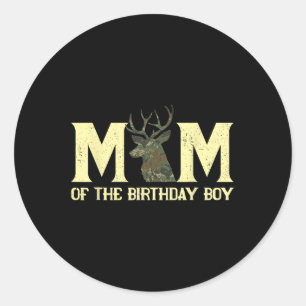 Sticker Rond Maman De L'Anniversaire Boy Deer Hunter Camouflage