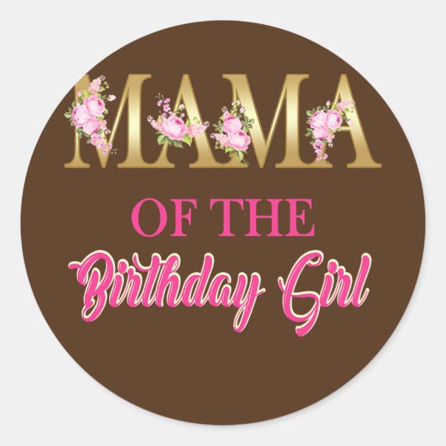Sticker Rond Maman de l'anniversaire Fleur famille jumeler (Devant)