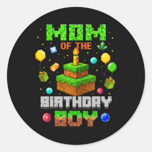 Sticker Rond Maman drôle du garçon d'anniversaire fête vidéo ga