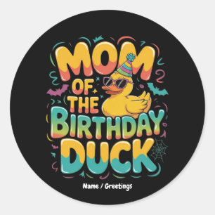 Sticker Rond Maman du Canard Anniversaire Canard en Caoutchouc