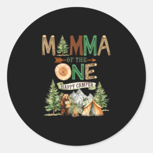 Sticker Rond Maman du seul campeur heureux 1er anniversaire cam