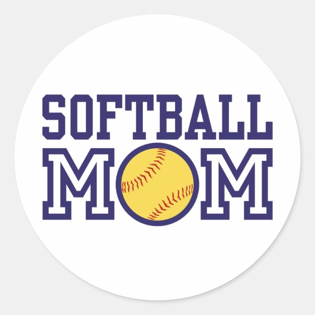 Sticker Rond Maman du softball (Devant)