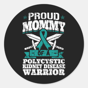 Sticker Rond Maman D'Un Polykystique Maladie Du Rein Guerrier P