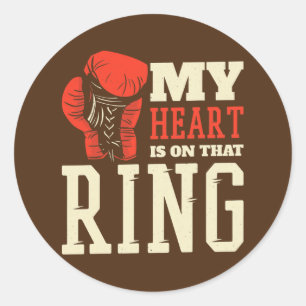 Sticker Rond Maman En Boxe Mon Coeur Est Sur Cette Bague