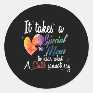 Sticker Rond Maman Enfant Amour Puzzle Inspiration Autisme Conn
