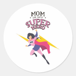Sticker Rond Maman est mon superhéro