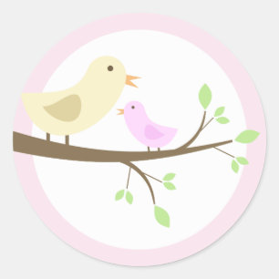 Sticker Rond Maman et bébé oiseau