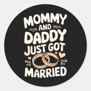 Sticker Rond Maman et Papa viennent de se marier