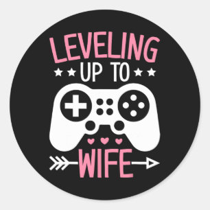 Sticker Rond Maman Femme Gamer Se Leveler Jusqu'À Femme Épouse 
