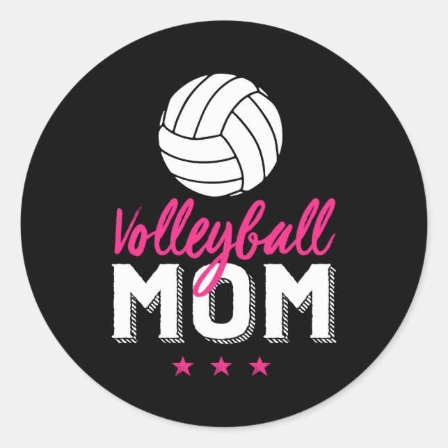 Sticker Rond Maman Fier Mère De Volley-Ball Et Parents Du Sport (Devant)