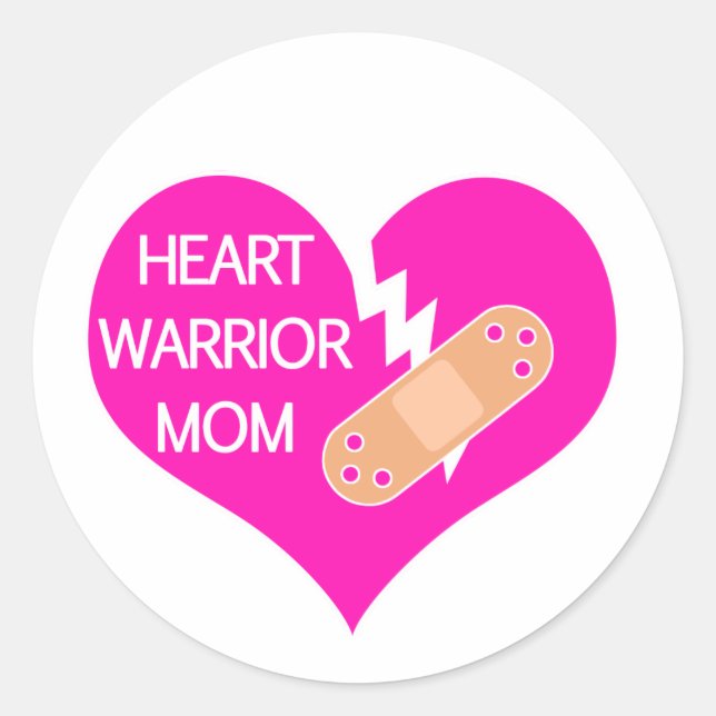 Sticker Rond Maman guerrière du coeur, Déficience cardiaque con (Devant)