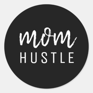 Sticker Rond Maman Hustle Script moderne Fête des Mères Noire