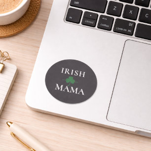Sticker Rond Maman irlandaise Shamrock 
