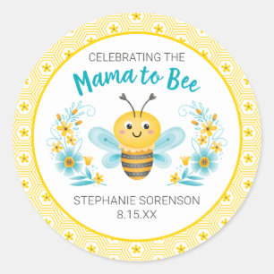 Sticker Rond Maman Jaune Mignonne pour la Baby Shower de Bébé A