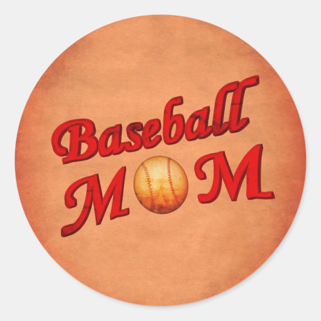 Sticker Rond Maman mignonne de baseball (Devant)