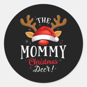Sticker Rond Maman Noël Cerf Pjs Noël Famille de Noël