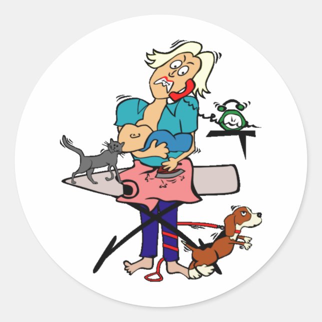 Sticker Rond Maman occupée (Devant)