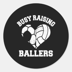 Sticker Rond Maman Occupee à élever Byllers Foot Volleybyll Coe
