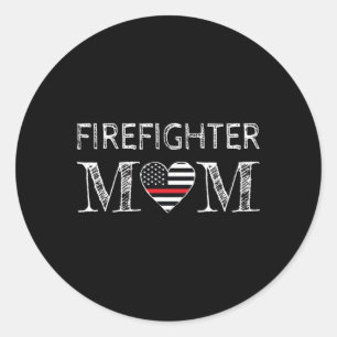 Sticker Rond Maman Pompier Soutien Maman La Ligne Rouge Mince F
