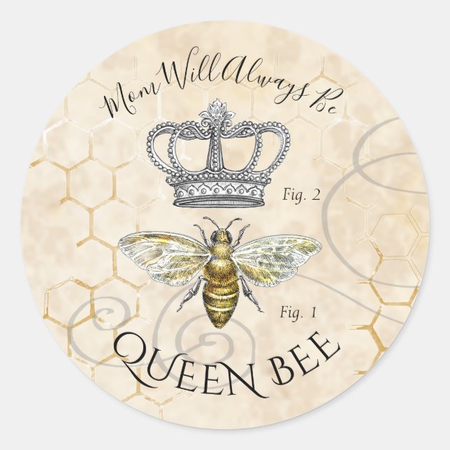Sticker Rond Maman Queen Bee (Devant)