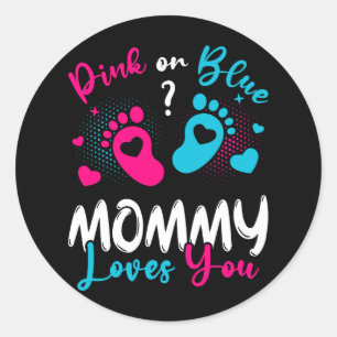 Sticker Rond Maman Rose Ou Bleue Vous Aime
