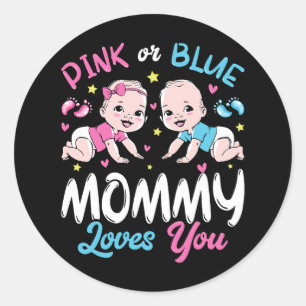 Sticker Rond Maman Rose Ou Bleue Vous Aime