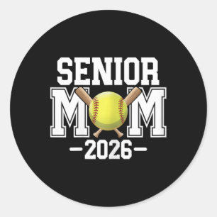 Sticker Rond Maman senior de softball, promotion 2026, soirée d