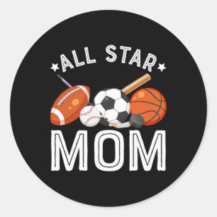 Sticker Rond Maman Star Du Garçon D'anniversaire Sketll Footbal