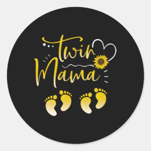 Sticker Rond Maman Twin Pour Être Enceinte Avec Grossesse Twins