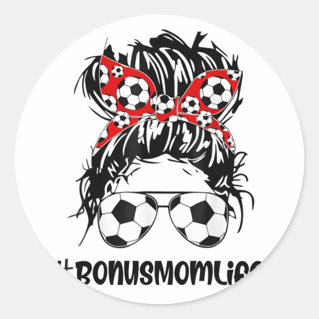 Sticker Rond Maman Vie Football Bonus Maman Fête des mères Mess (Devant)