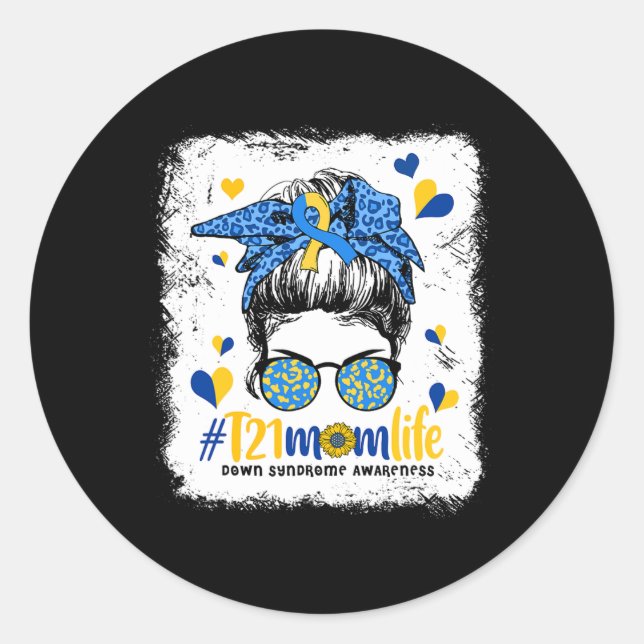 Sticker Rond Maman Vie Messager Bun Down Syndrome Sensibilisati (Devant)