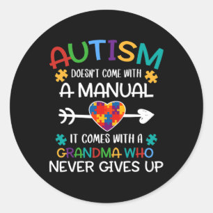 Sticker Rond Mamie autisme aime les enfants autistes Sensibilis