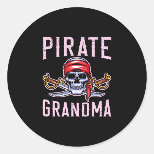 Sticker Rond Mamie pirate homme grand-mère grand-mère grand-mèr
