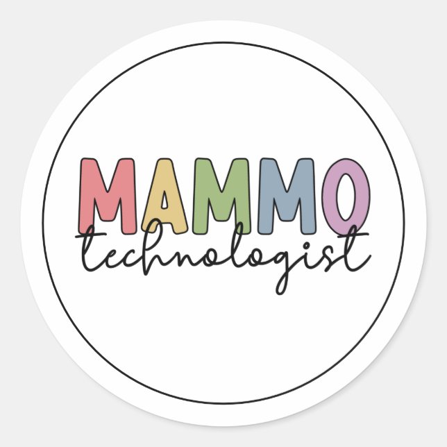 Sticker Rond Mammo Technologue Mammographie Technicien Cadeau (Devant)