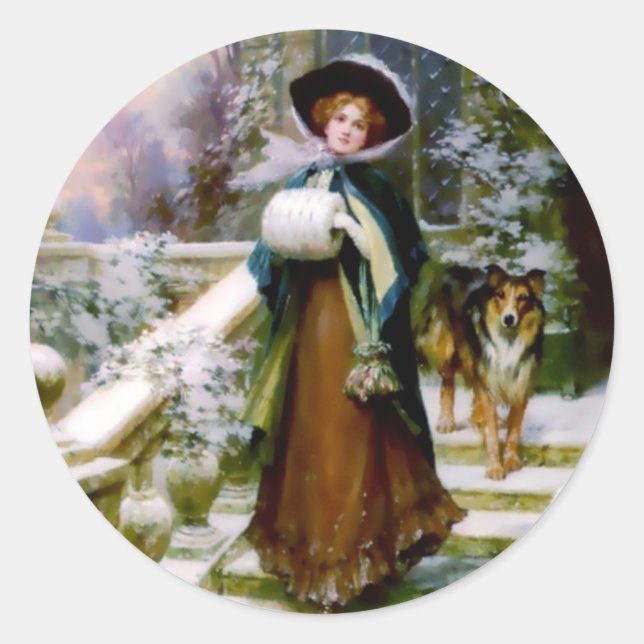 Sticker Rond Manchon victorien de main de chien de colley de (Devant)