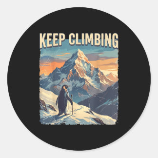 Sticker Rond Manchot mais pourquoi mème escalade de montagne
