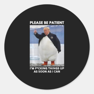 Sticker Rond Manchots contre les droits de douane Anti-trump Ma